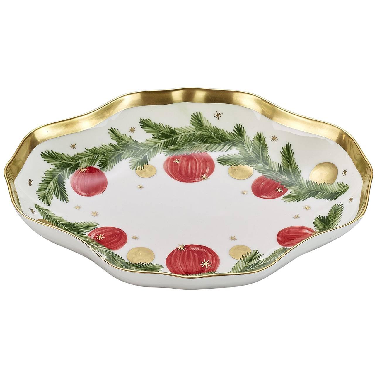  Country Style Porcelain Dish Christmas Garland Decor Sofina Boutique Kitzbuehel For Sale
