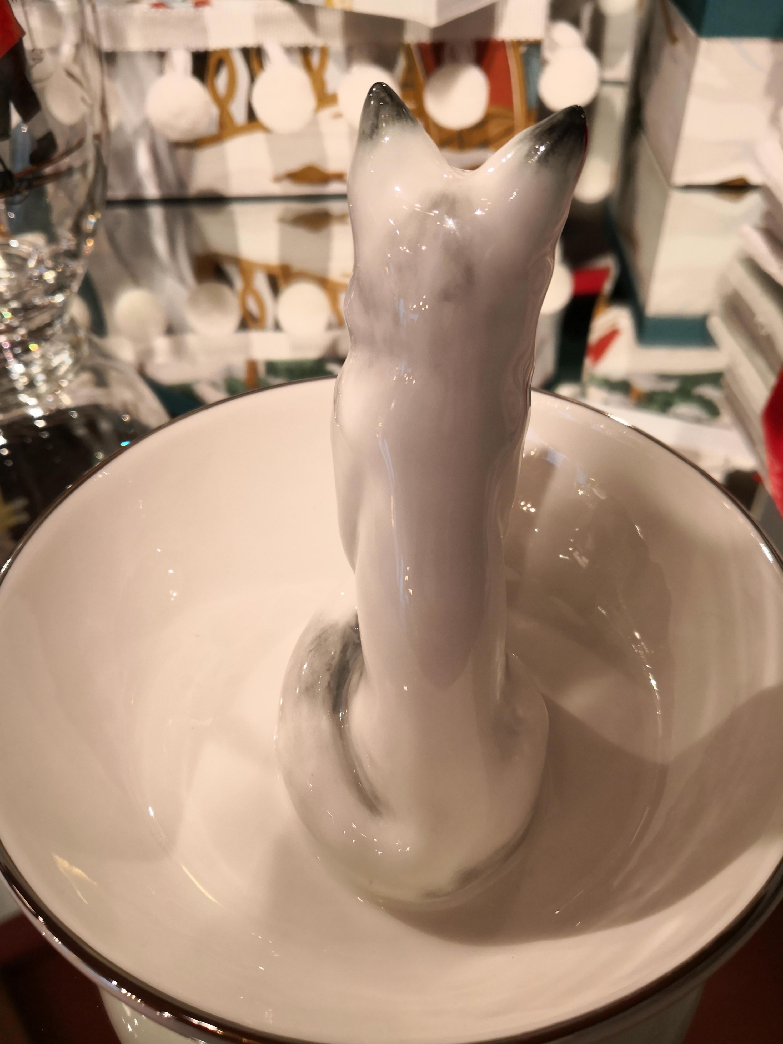 German Country Style Porcelain Figure Fox Handpainted Sofina Boutique Kitzbühel For Sale
