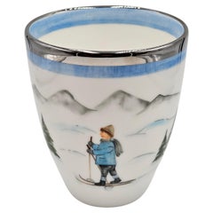  Country Style Porcelain Vase Handpainted Skier Decor Sofina Boutique Kitzbuehel