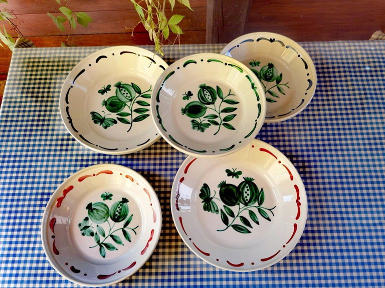 Contemporary Country Style Pottery Dish Hand-Painted Sofina Boutique Kitzbühel Austria For Sale