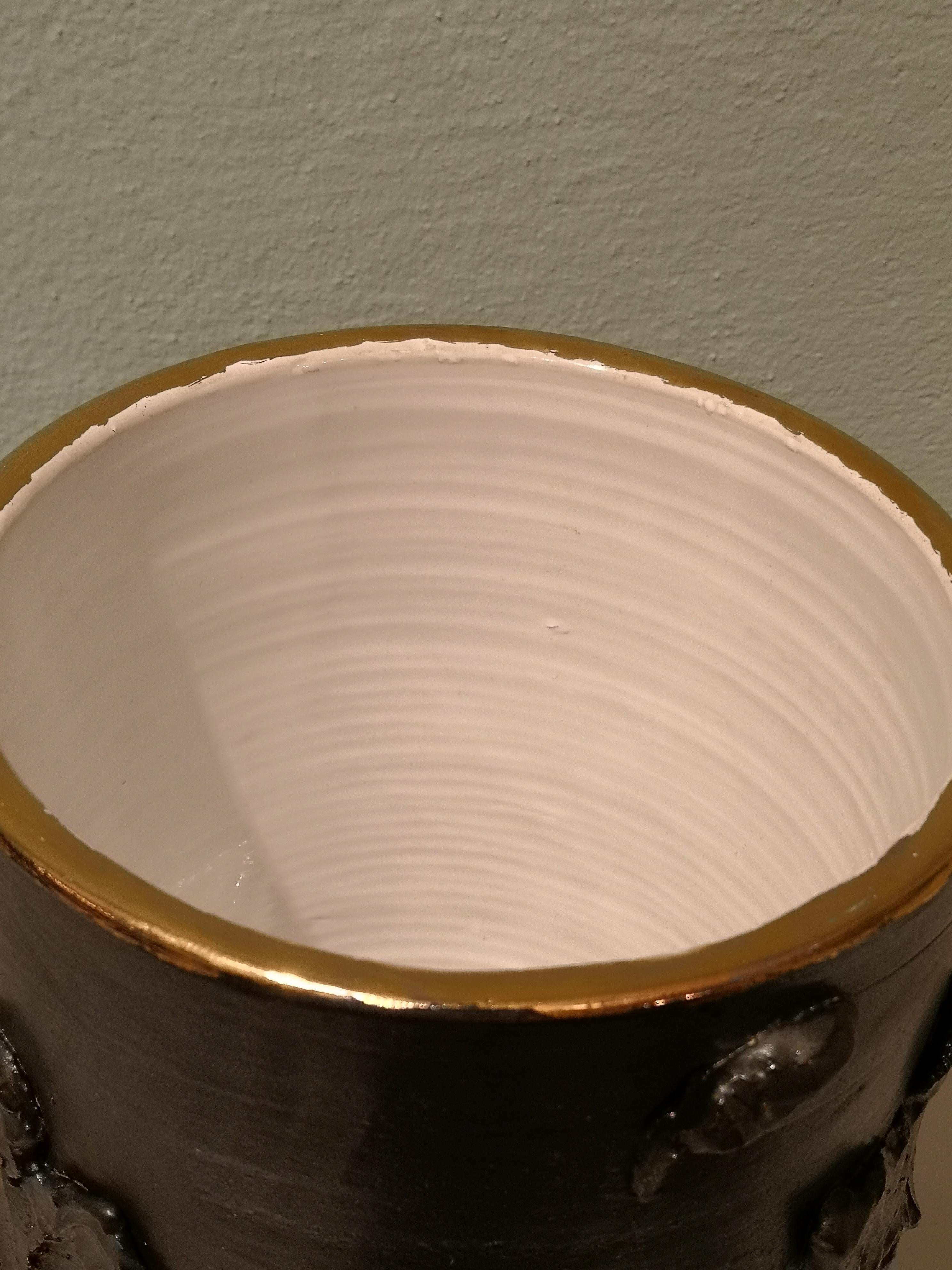 Contemporary Country Style Pottery Vase Black Handmade Sofina Boutique Kitzbuehel