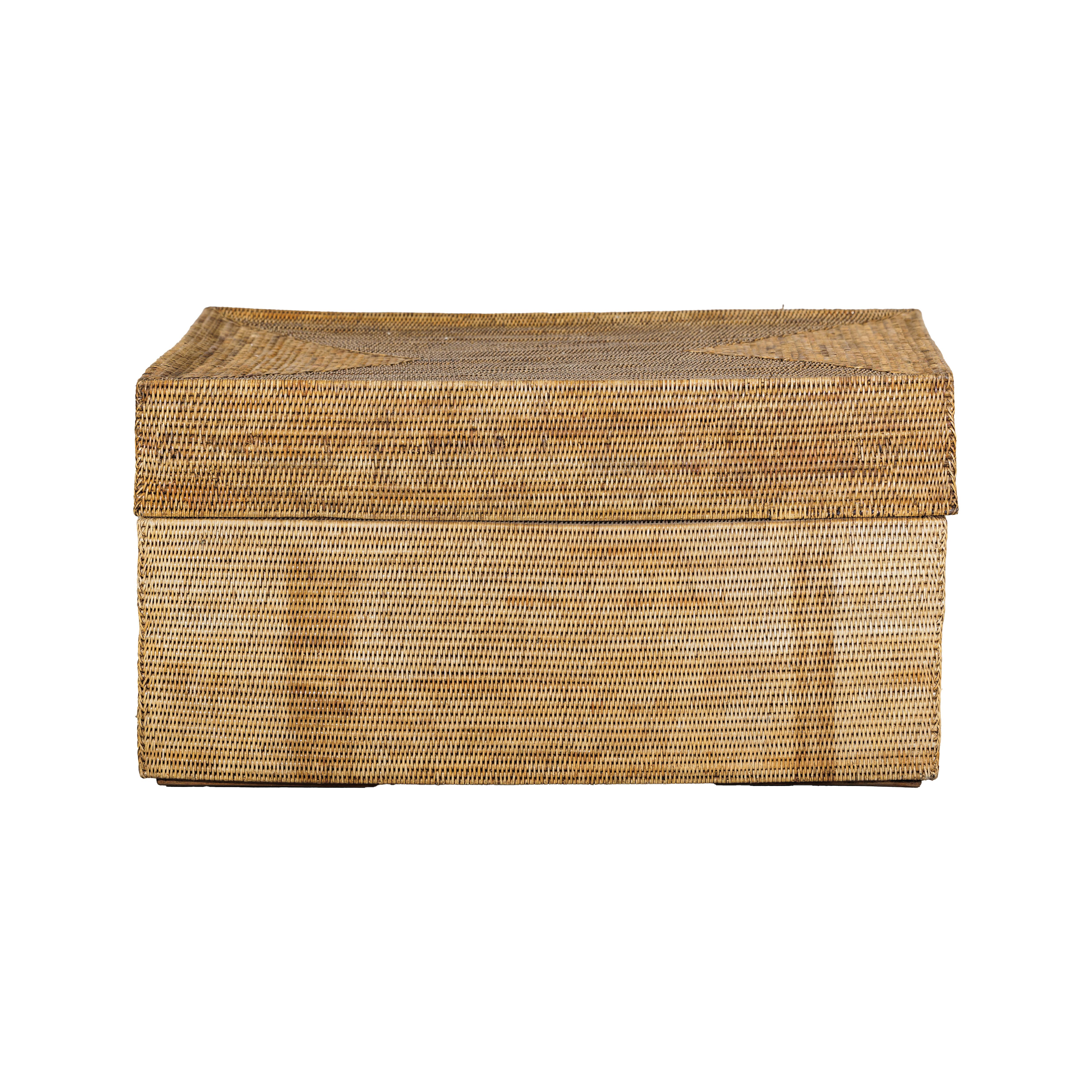 Country Style Rectangular Woven Rattan Coffee Table with Lid and Storage For Sale 12