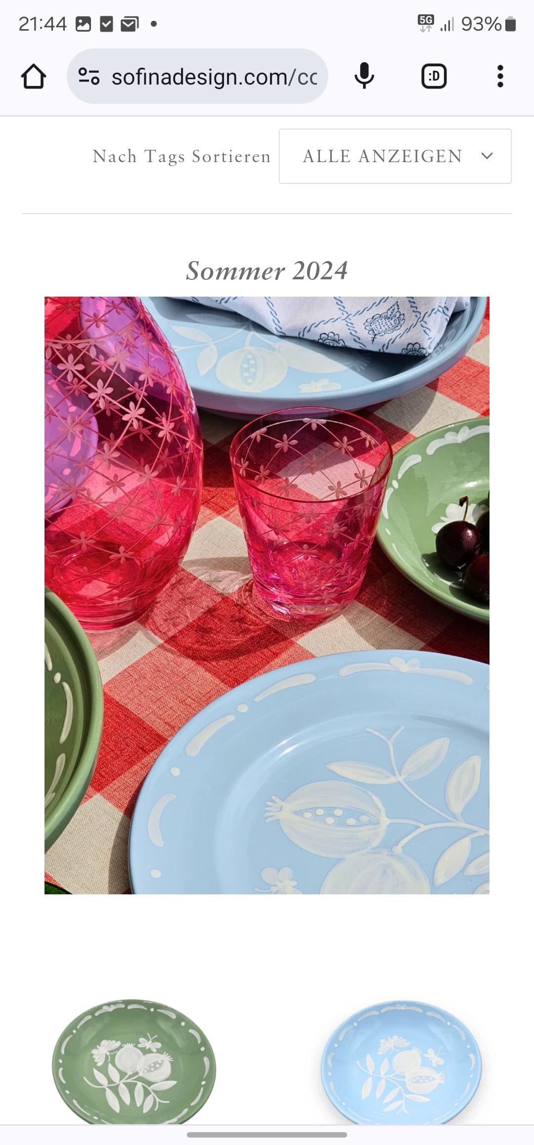 Sechser-Set Keramikteller im Landhausstil Grün Sofina Boutique Kitzbühel (Handbemalt) im Angebot