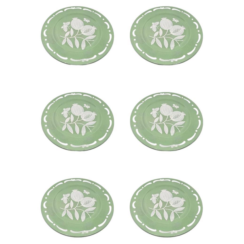 Juego de seis platos de cerámica estilo campestre Verde Sofina Boutique Kitzbühel