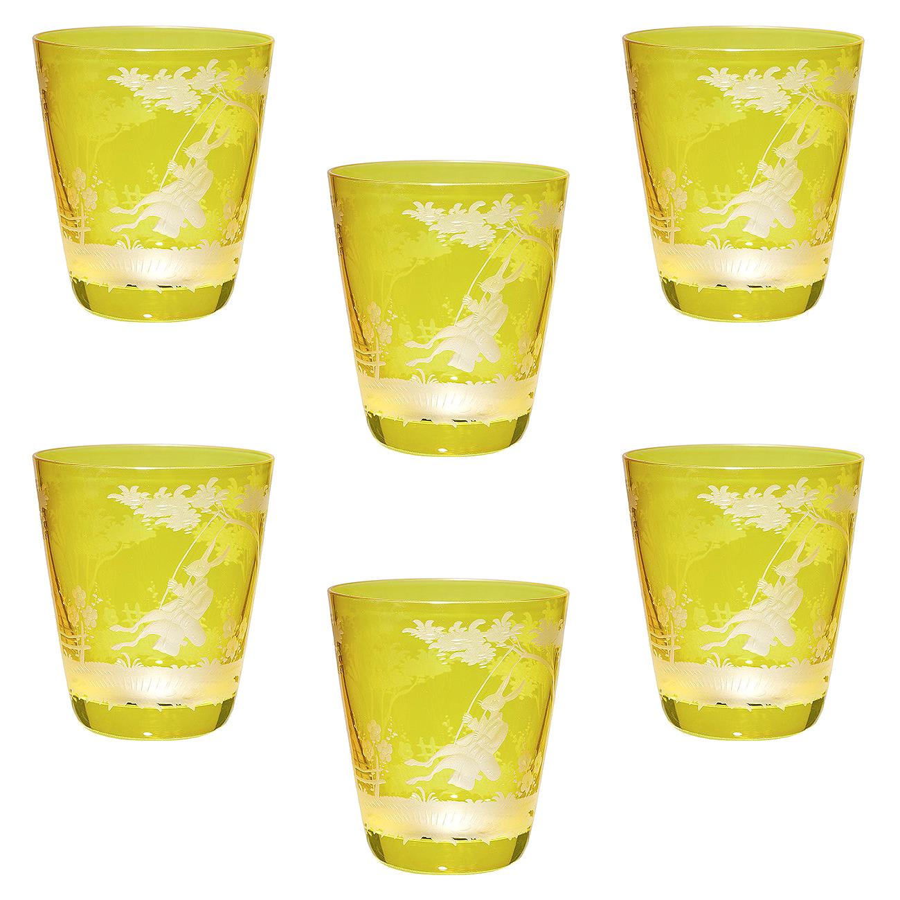 Ensemble de six gobelets en verre de style campagnard de l'Easter par Yello Sofina Boutique Kitzbuehel