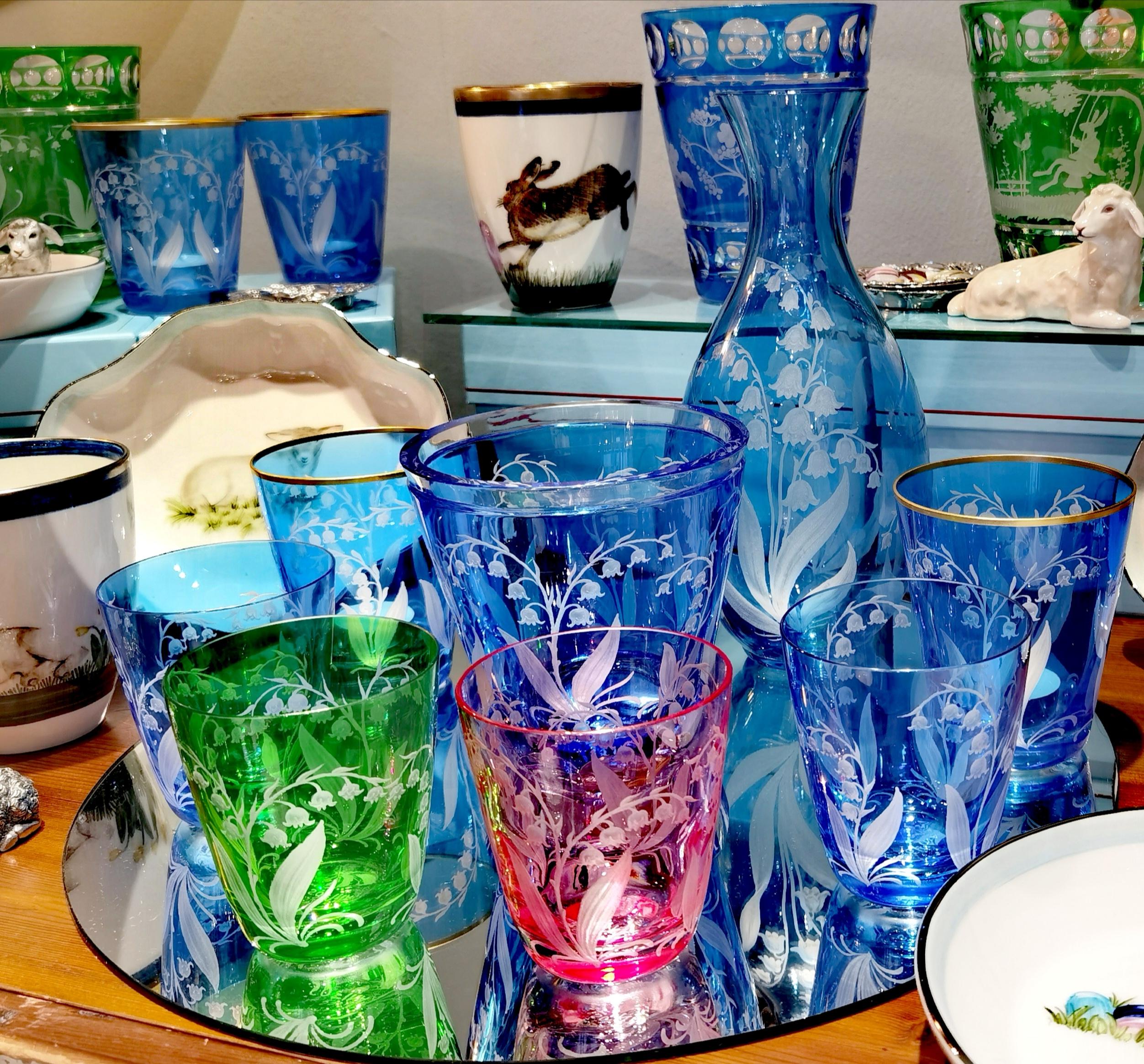 Sofina Boutique Kitzbuehel ensemble de six gobelets en verre bleu de style campagnard en vente 4