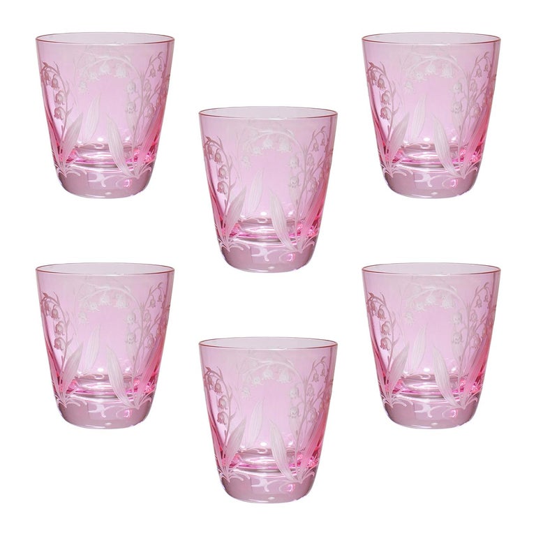 Country Style Set of Six Glass Tumbler Pink Sofina Boutique Kitzbuehel For Sale