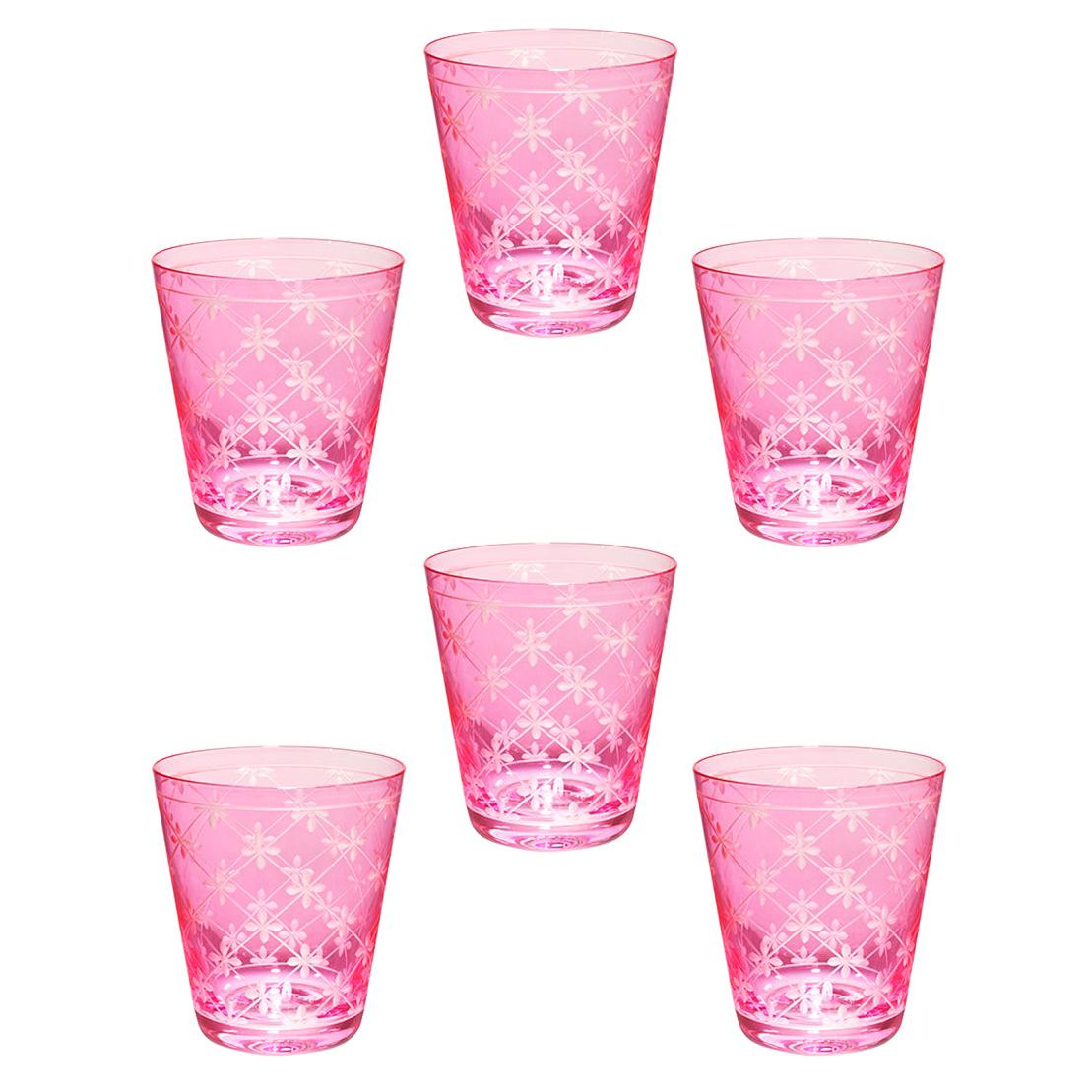 Country Style Set of Six Glass Tumbler Pink Sofina Boutique Kitzbuehel