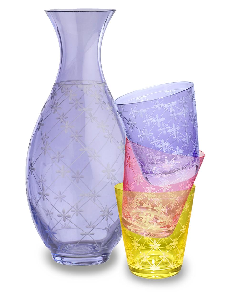 Hand-Crafted Country Style Set of Six Glass Tumbler Purple Sofina Boutique Kitzbuehel For Sale
