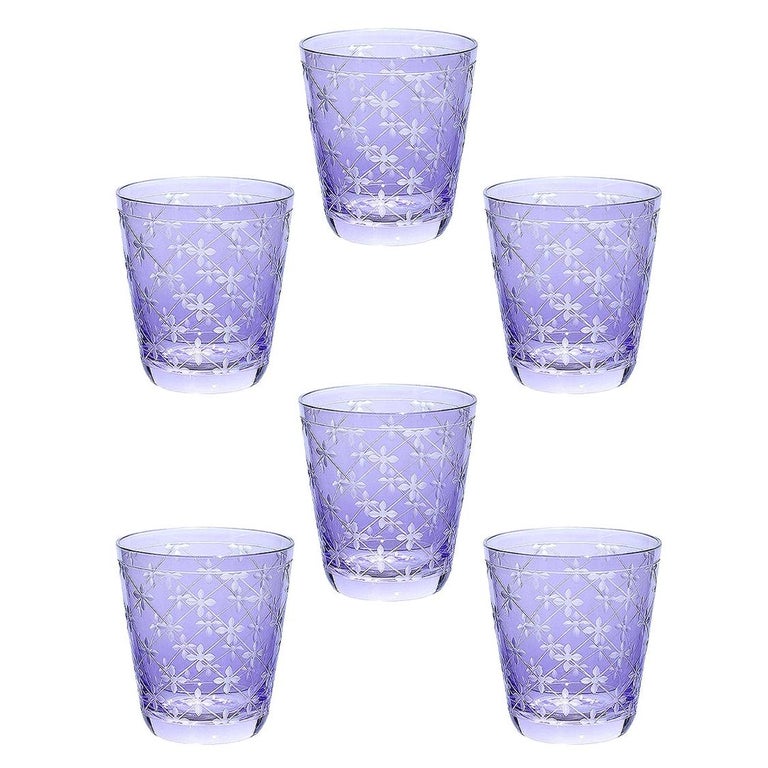 Country Style Set of Six Glass Tumbler Purple Sofina Boutique Kitzbuehel For Sale