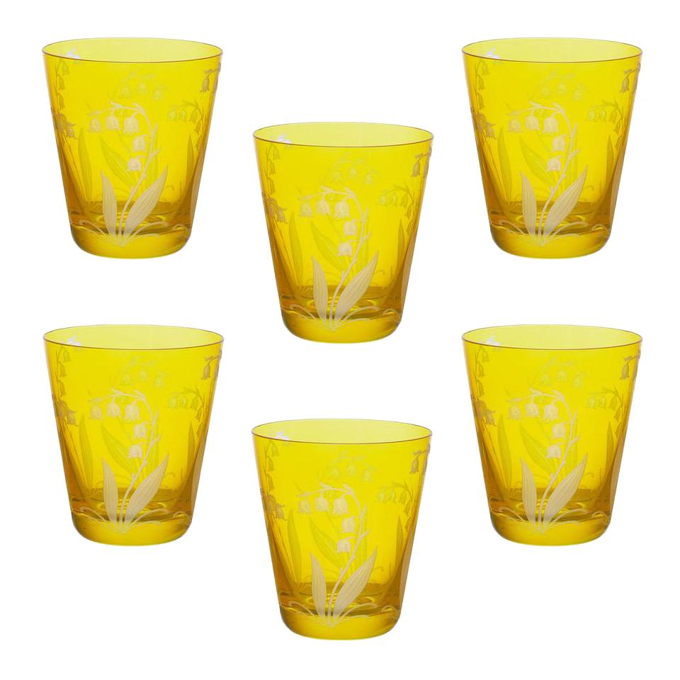 Country Style Set of Six Glass Tumbler Yellow Sofina Boutique Kitzbuehel