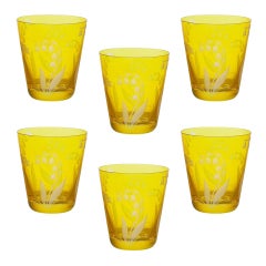 Juego de Seis Vasos de Vidrio Estilo Campestre Amarillo Sofina Boutique Kitzbuehel