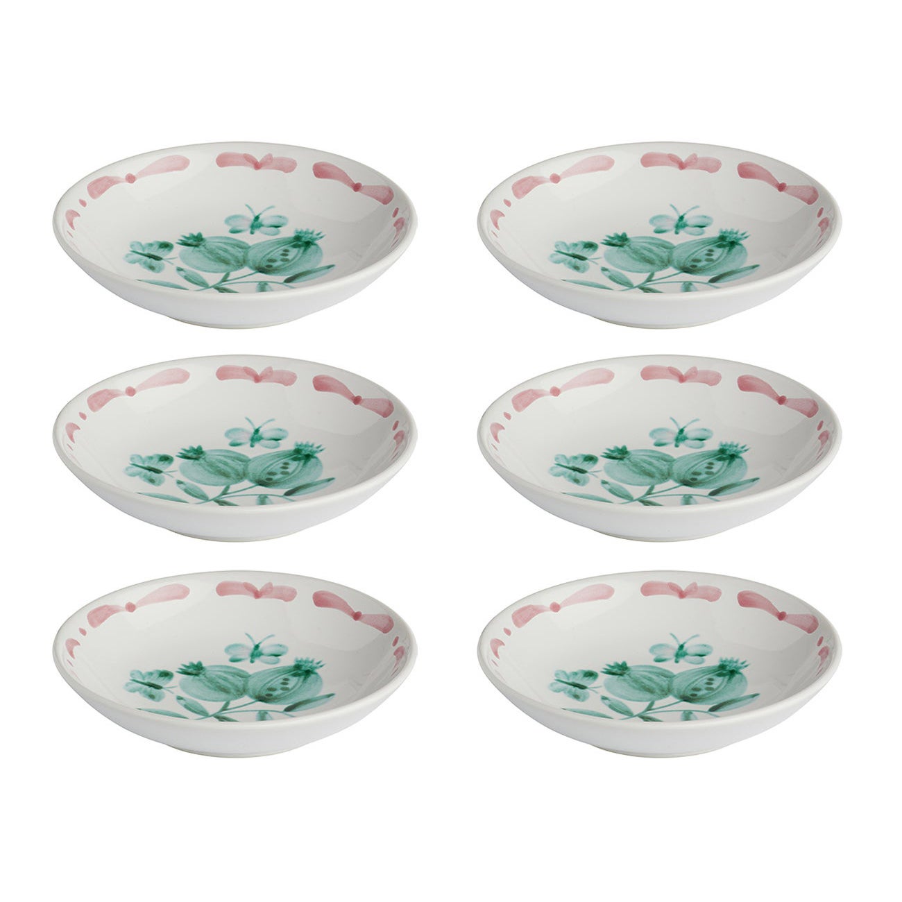 Ensemble de six plats en céramique peints à la main de style campagnard Sofina Boutique Kitzbhel en vente