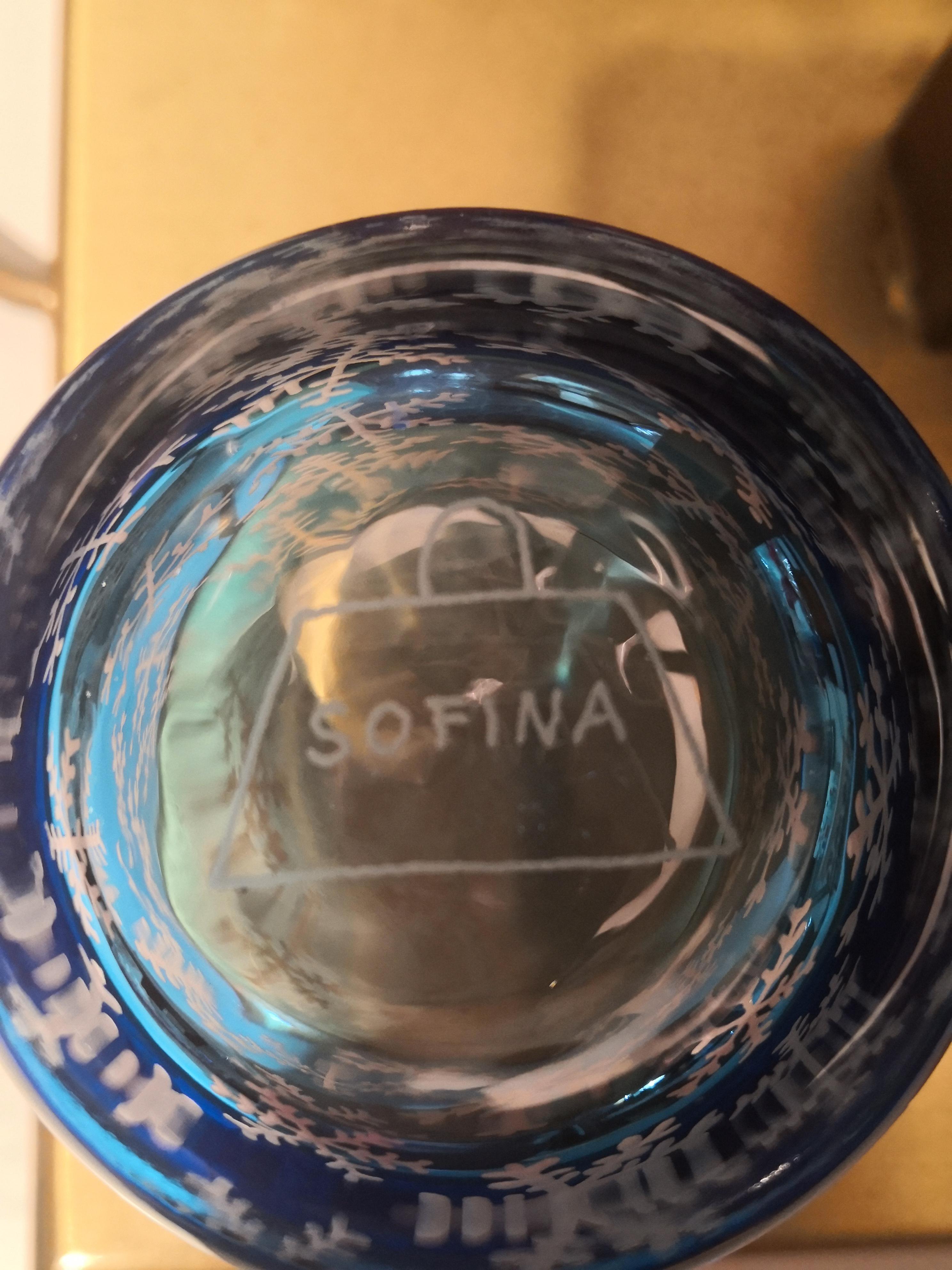 Country Sofina Boutique Kitzbhel ensemble de six gobelets décoratifs d'hiver bleu de style campagnard en vente