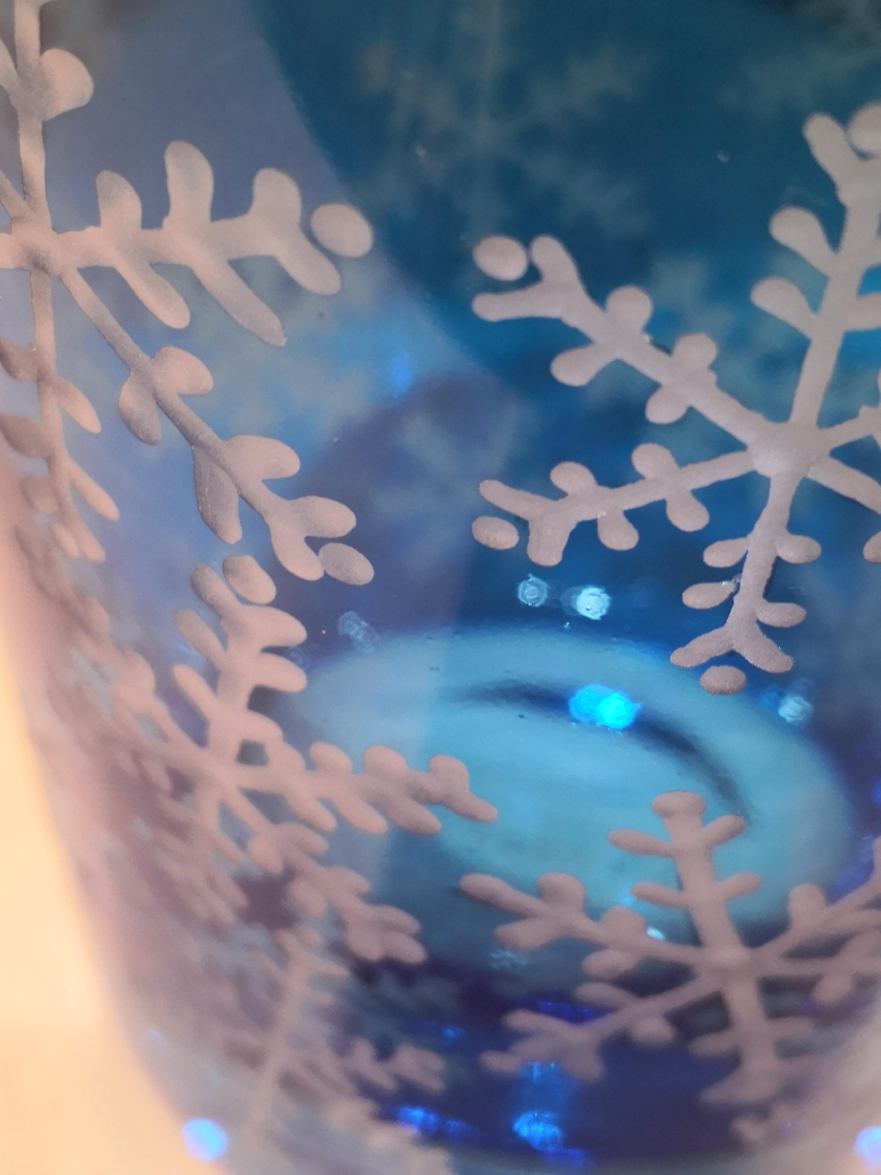 Allemand Sofina Boutique Kitzbhel ensemble de six gobelets décoratifs d'hiver bleu de style campagnard en vente