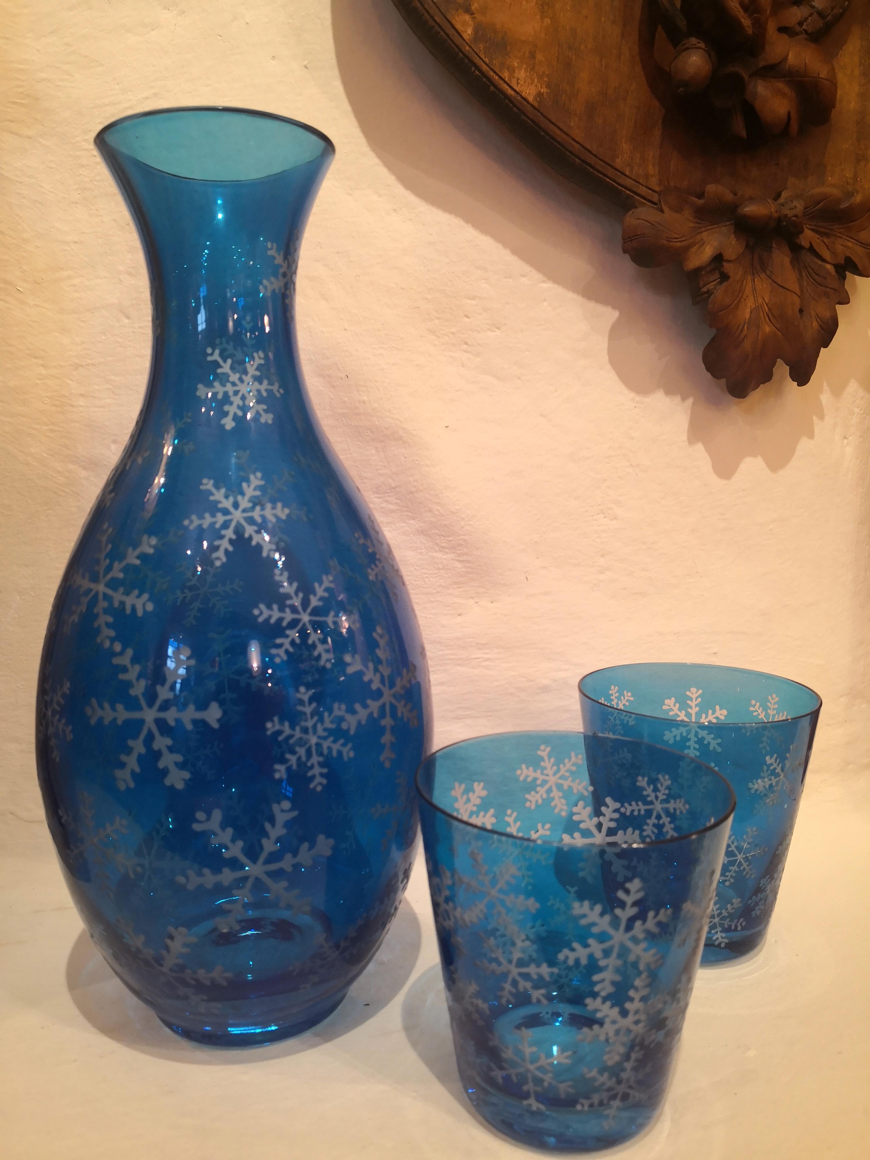 Fait main Sofina Boutique Kitzbhel ensemble de six gobelets décoratifs d'hiver bleu de style campagnard en vente