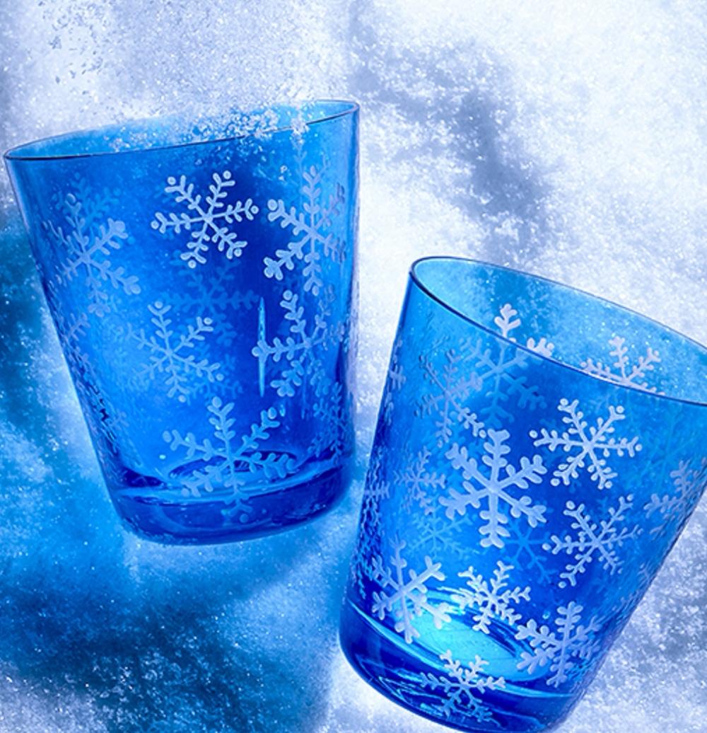 Crystal Country Style Set of Six Tumblers Blue Winter Decor Sofina Boutique Kitzbühel For Sale