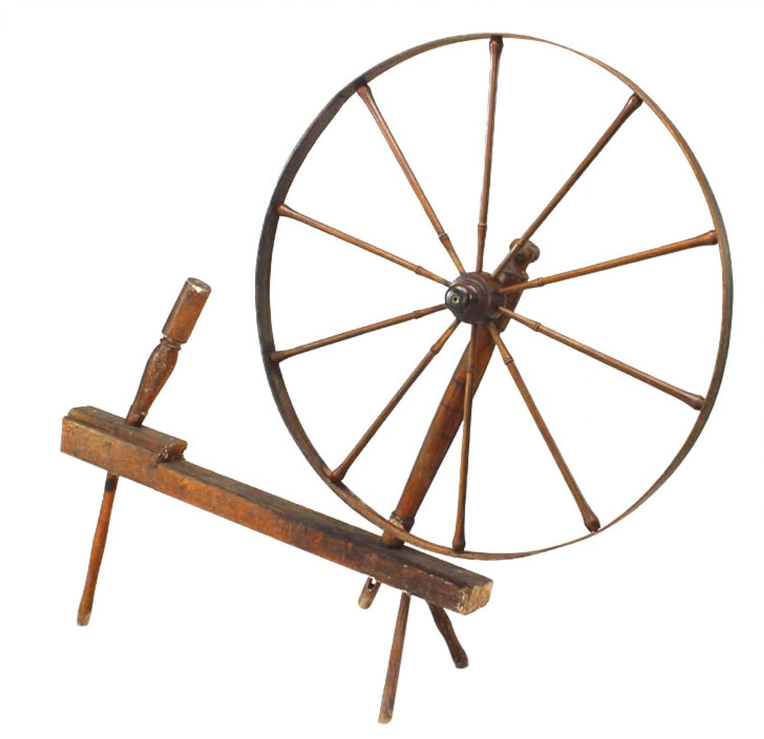 Country Style Stripped Spinning Wheel For Sale