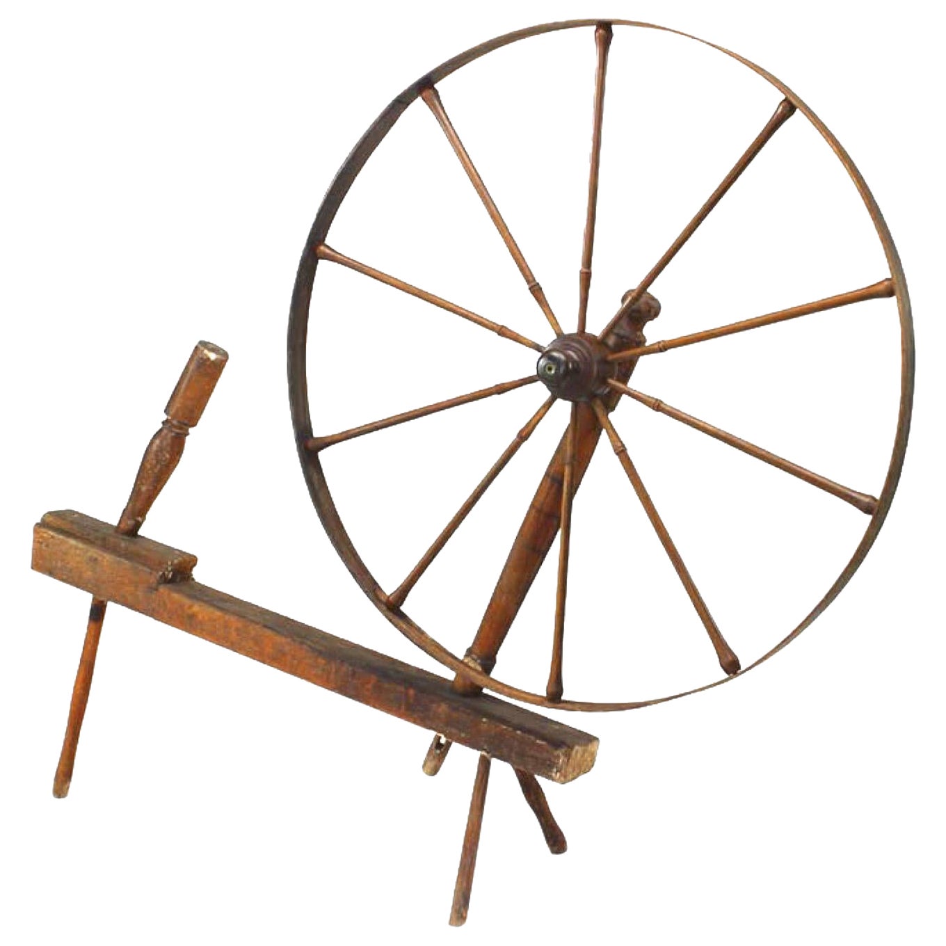 Country Style Stripped Spinning Wheel