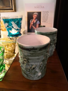 Country Style Pottery Vase Green Handmade Sofina Boutique Kitzbühel