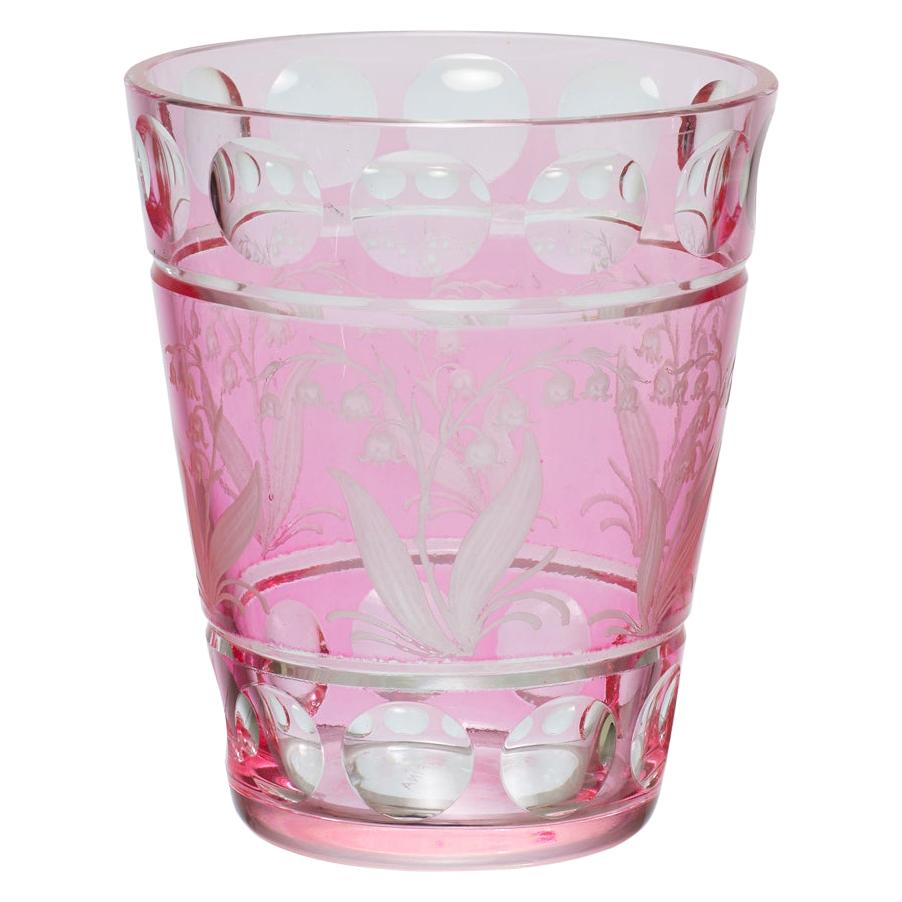 Country Style Vase Hand Blown Crystal Pink Sofina Boutique Kitzbuehel For Sale
