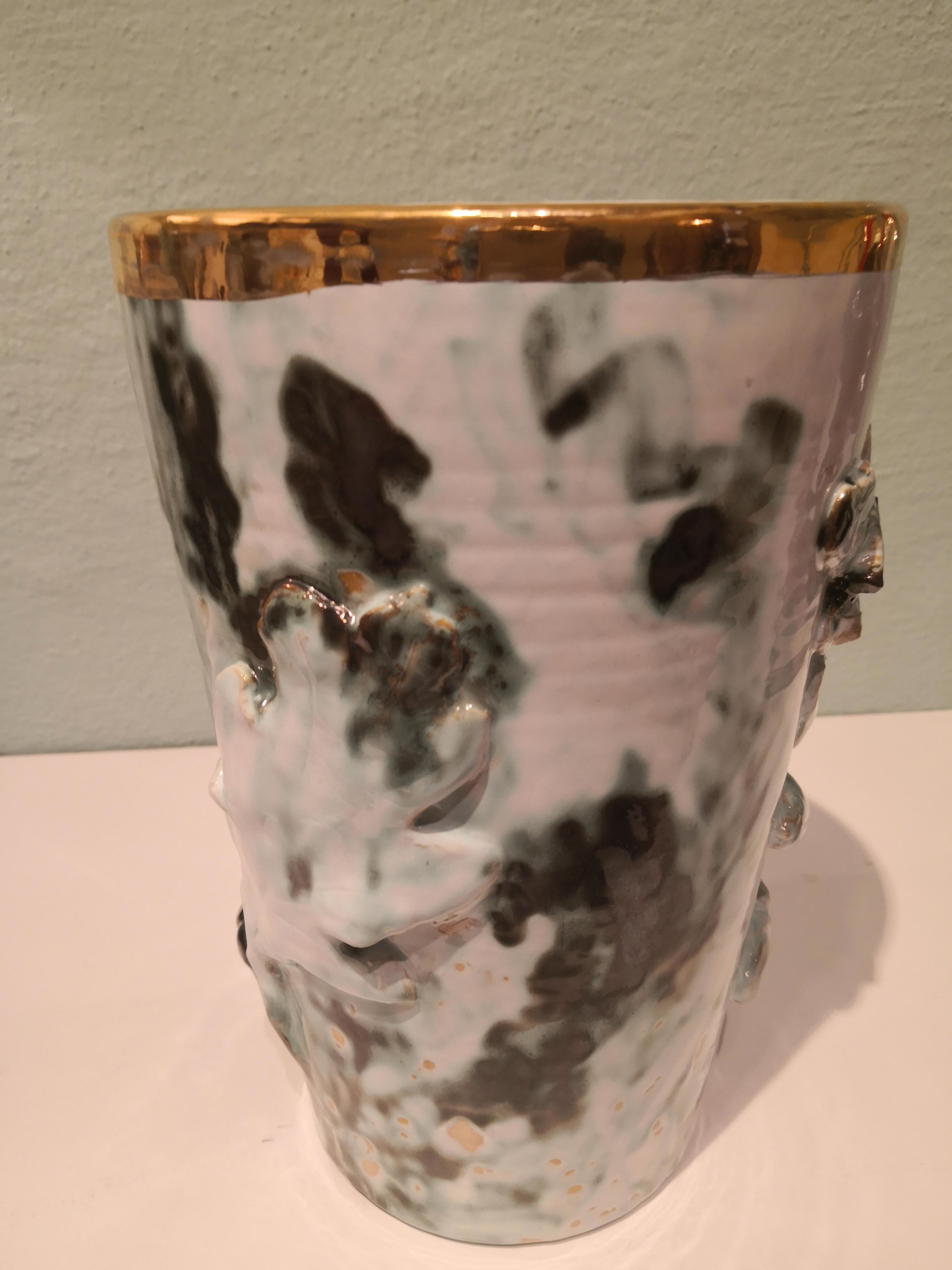 Country Style Vase Handmade Pottery Sofina Boutique Kitzbühel For Sale