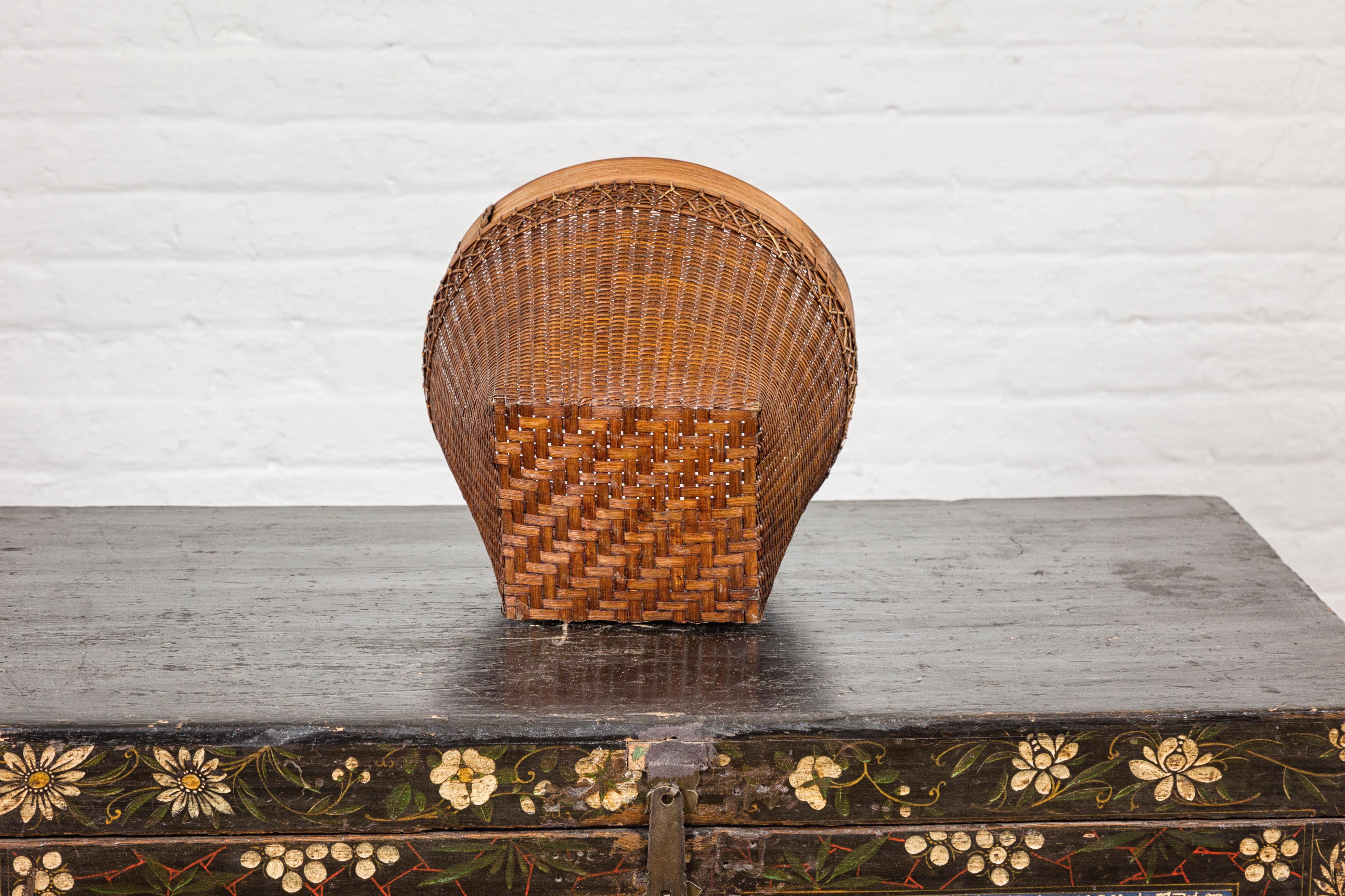 Cestino in rattan intrecciato a mano in stile country con bordo in bambù, venduto singolarmente in vendita 5