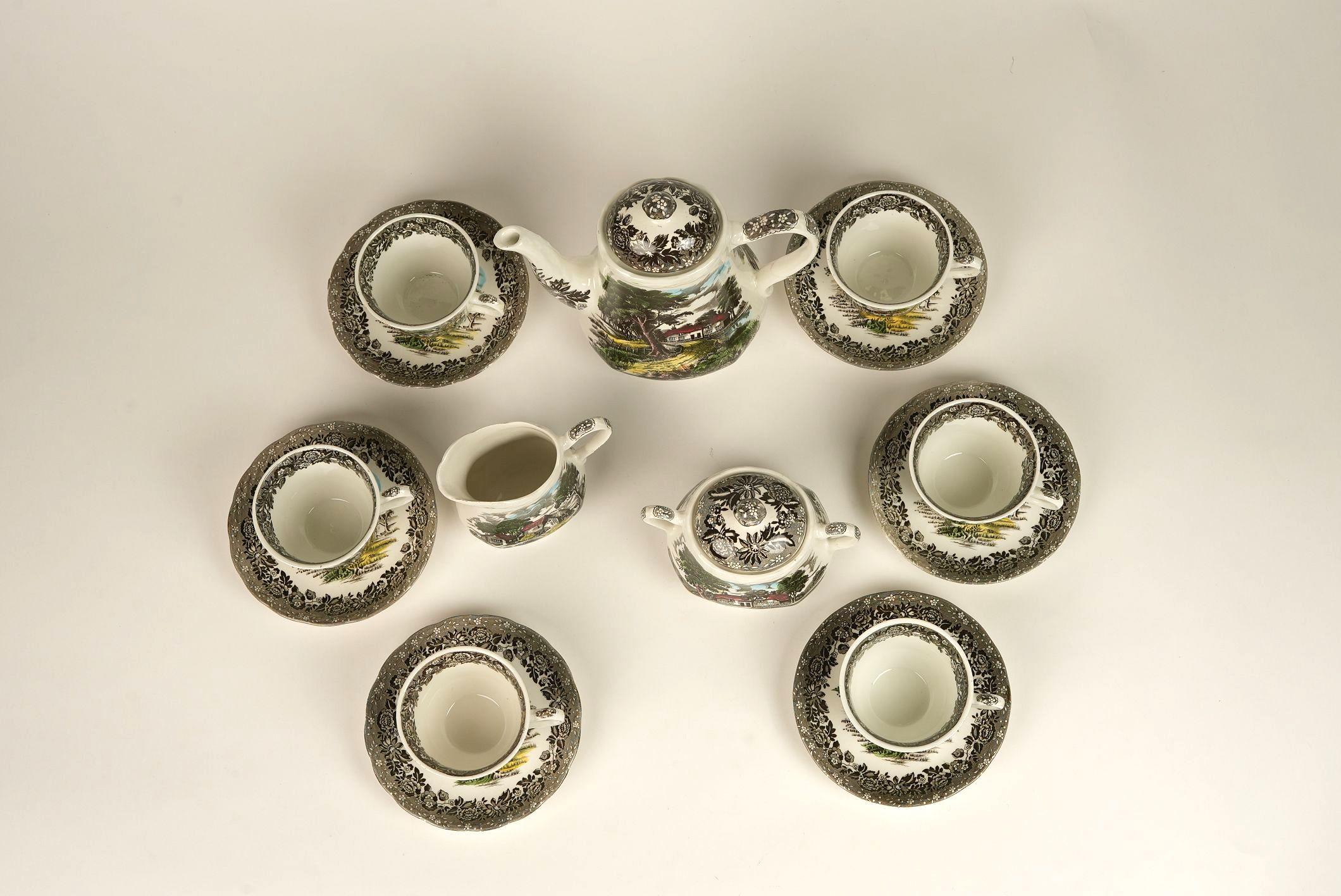 Landhausstil W.H. Grindley & Co. 9 Pieces Kaffeeservice im Zustand „Gut“ im Angebot in Worcester Park, GB