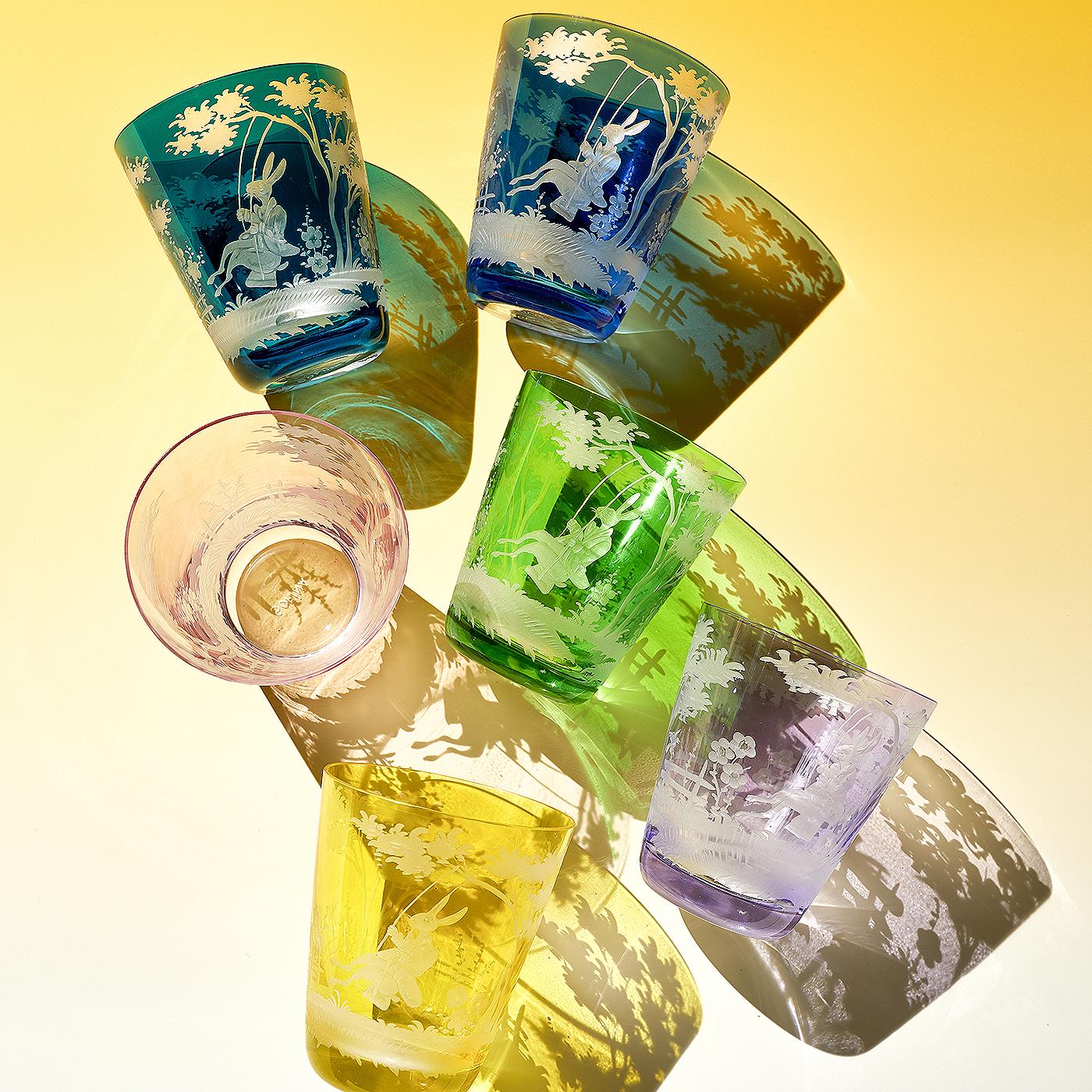 Hand-Crafted Country Style Easter Set of Six Glass Tumbler Green Sofina Boutique Kitzbuehel For Sale