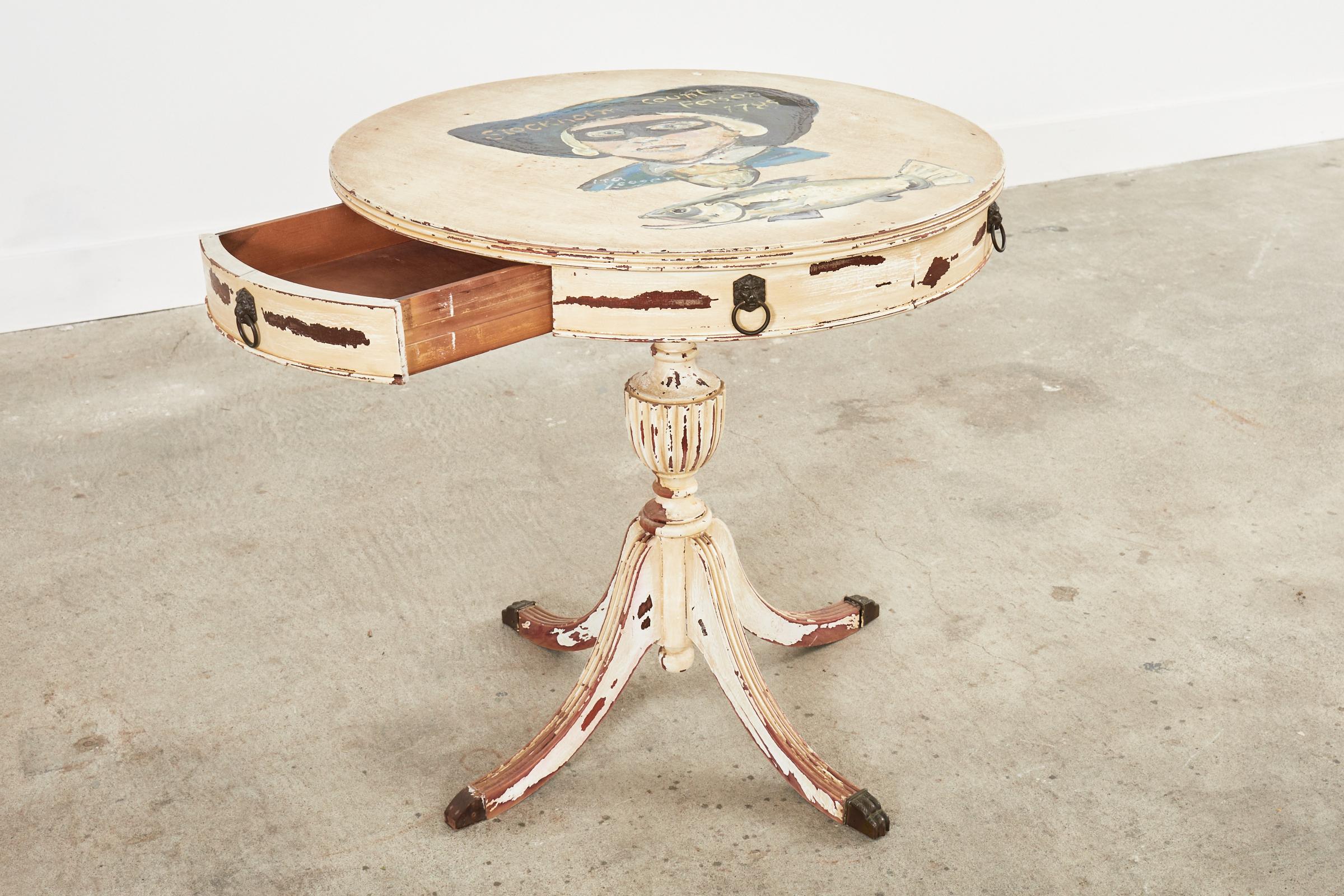 Table centrale gustavienne de style campagnard suédois peinte par Ira Yeager en vente 6