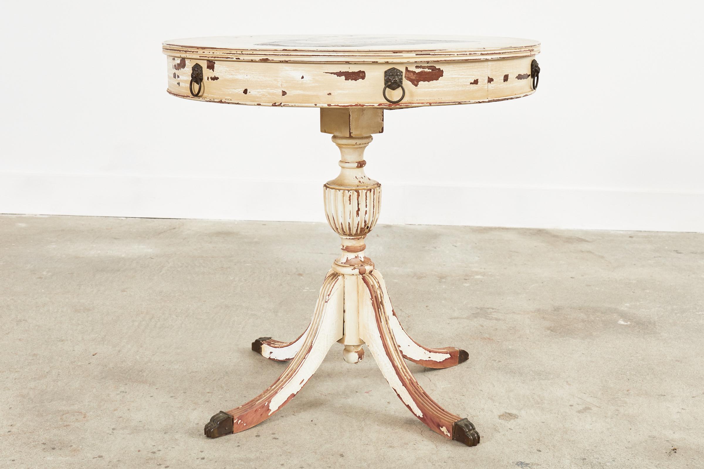Country Swedish Gustavian Center Table Painted by Ira Yeager For Sale 12