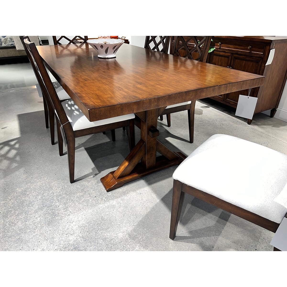 Contemporary Country Trestle Dining Table, Dark Rustic Finish For Sale