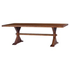 Country Trestle Dining Table, Dark Rustic Finish