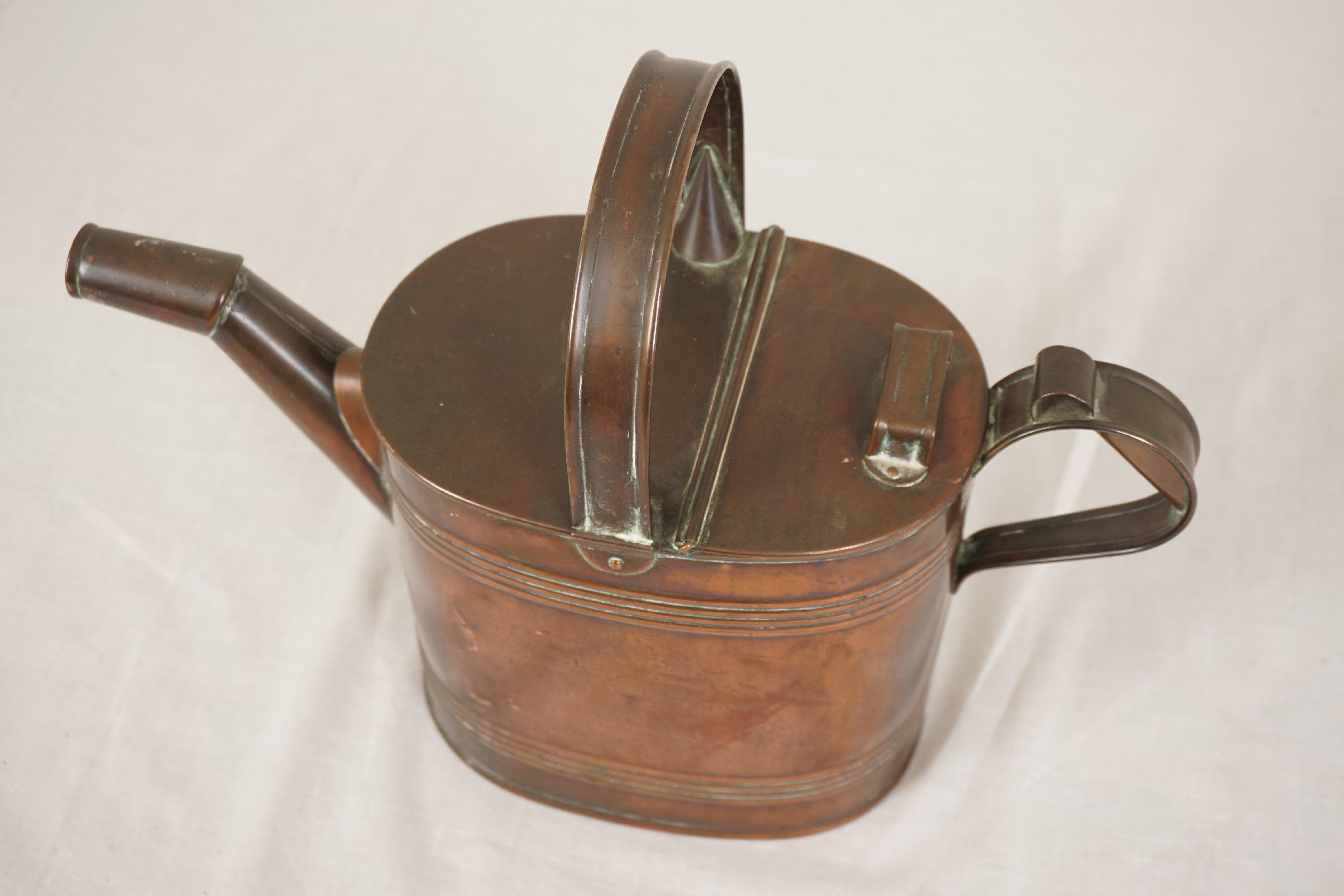 Country Victorian Copper Watering Can, Jug with Handle, Scotland 1880, H1129 In Good Condition In Vancouver, BC