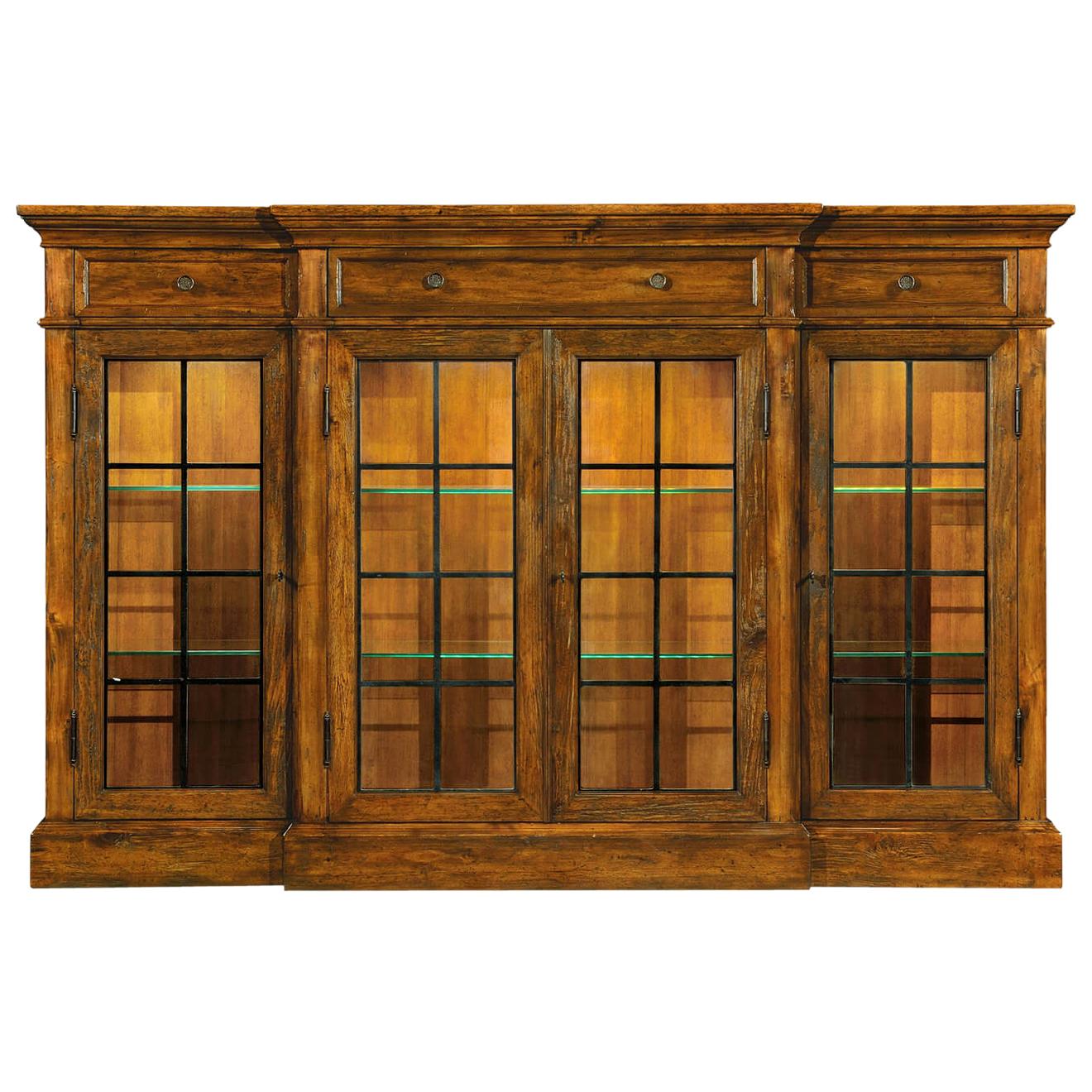 Country Walnut Display Cabinet For Sale