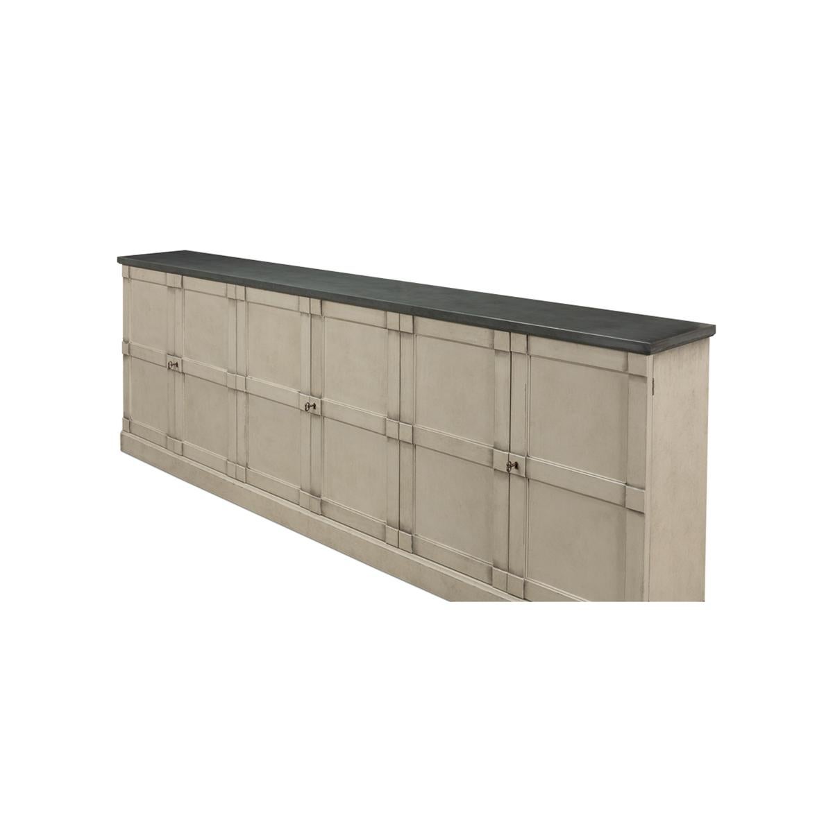 Asian Country Washed Gray Painted Sideboard For Sale