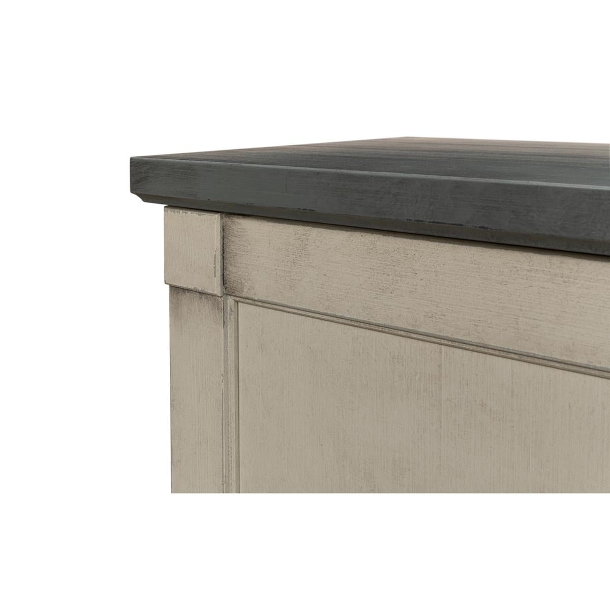 Country Washed Gray Painted Sideboard For Sale 1