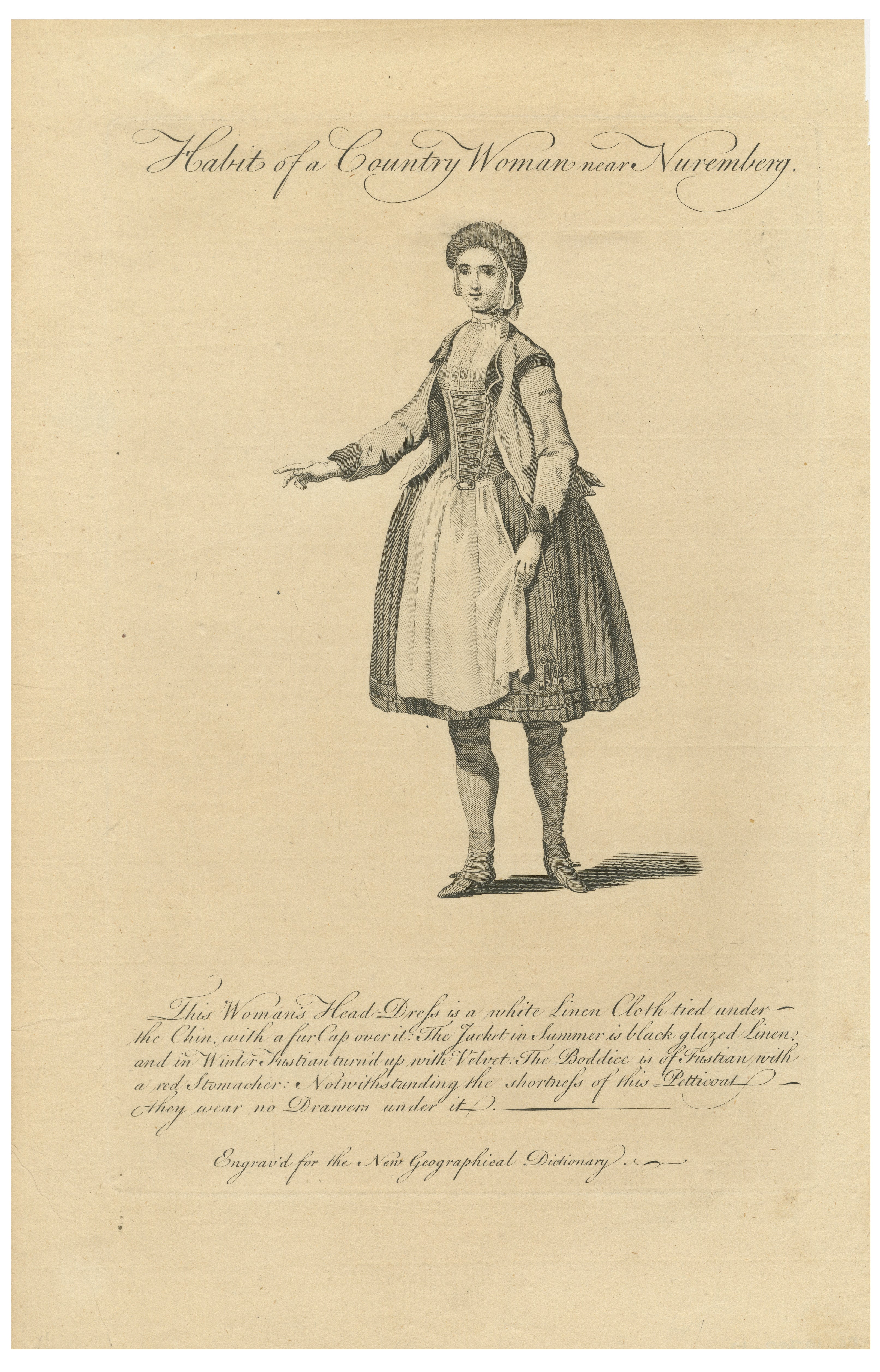 Country Woman near Nuremberg, Germany – Antique Costume Engraving, c.1795