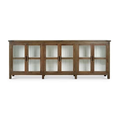 Country Wood Sideboard with Glass Doors