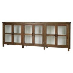 Country Wood Sideboard with Glass Doors