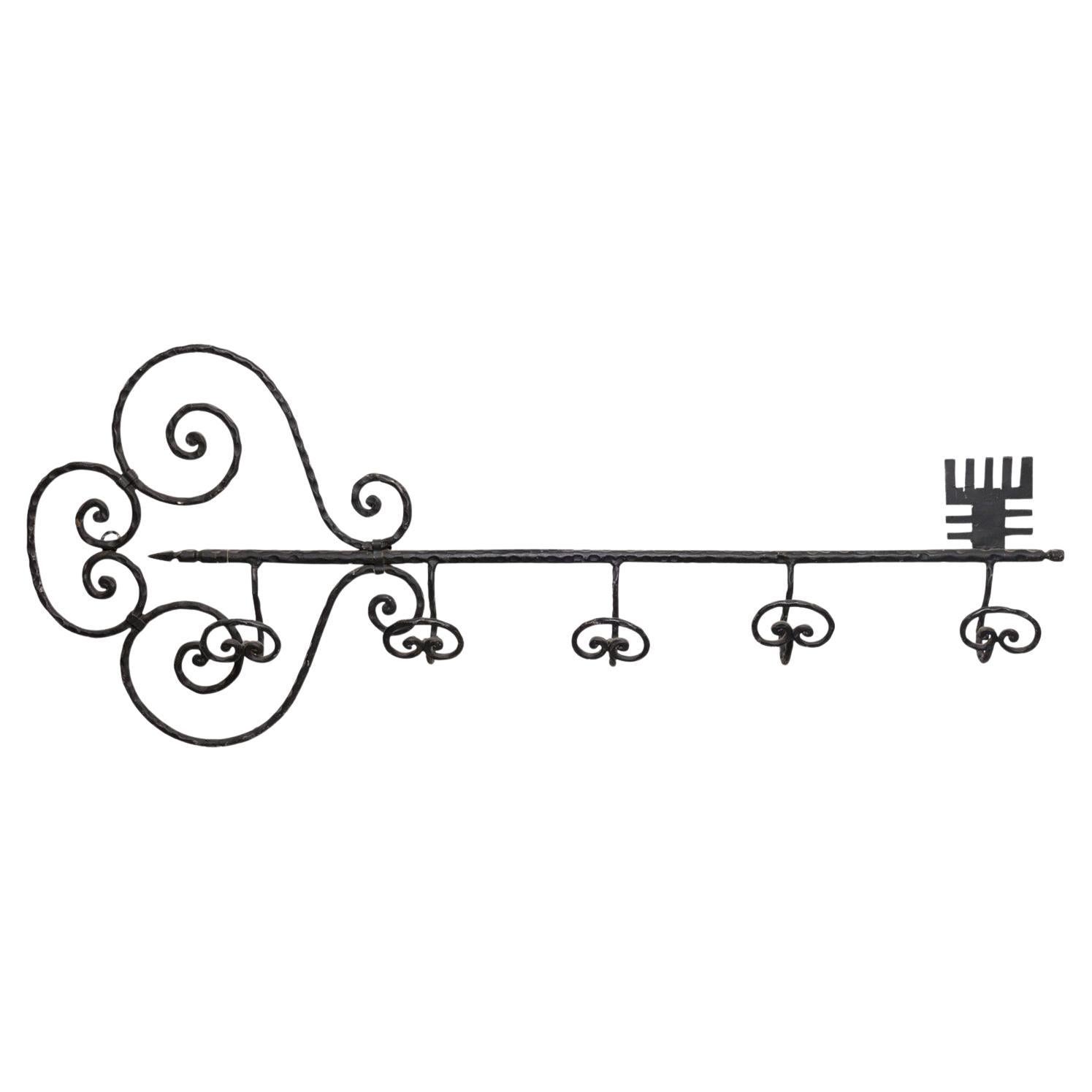 Country Wrought Iron Key Hatrack For Sale