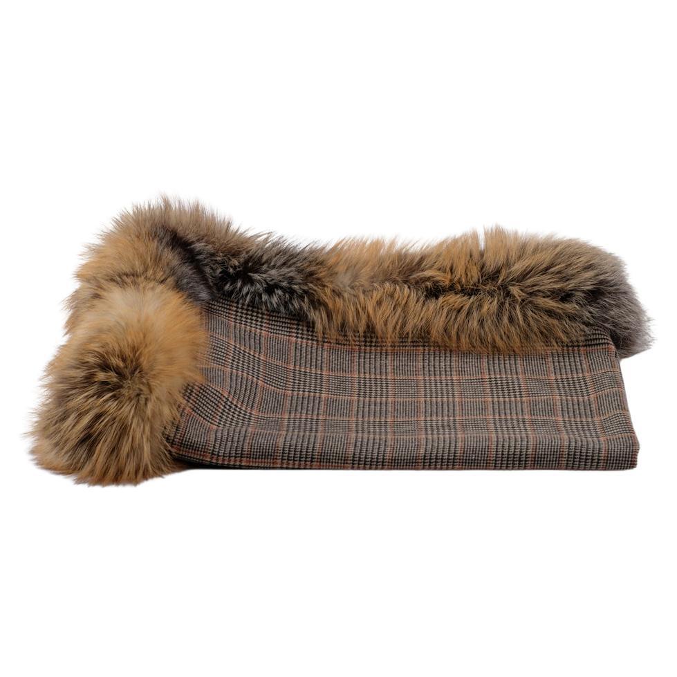 Countryman Wool Cashmere Fox Fur Throw Luxury Blanket Plaid by Muchi Decor