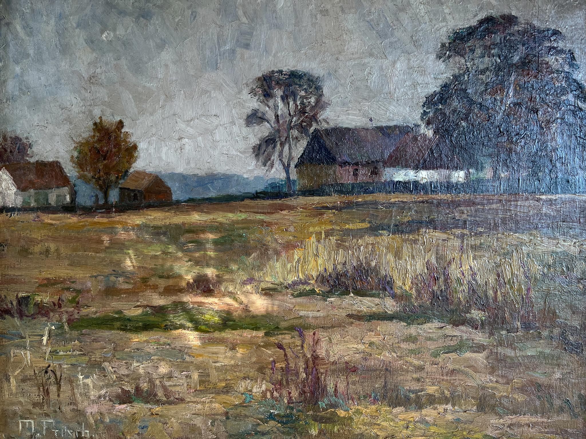 Landlandschaft im Landhausstil, Öl auf Leinwand (Französisch) im Angebot