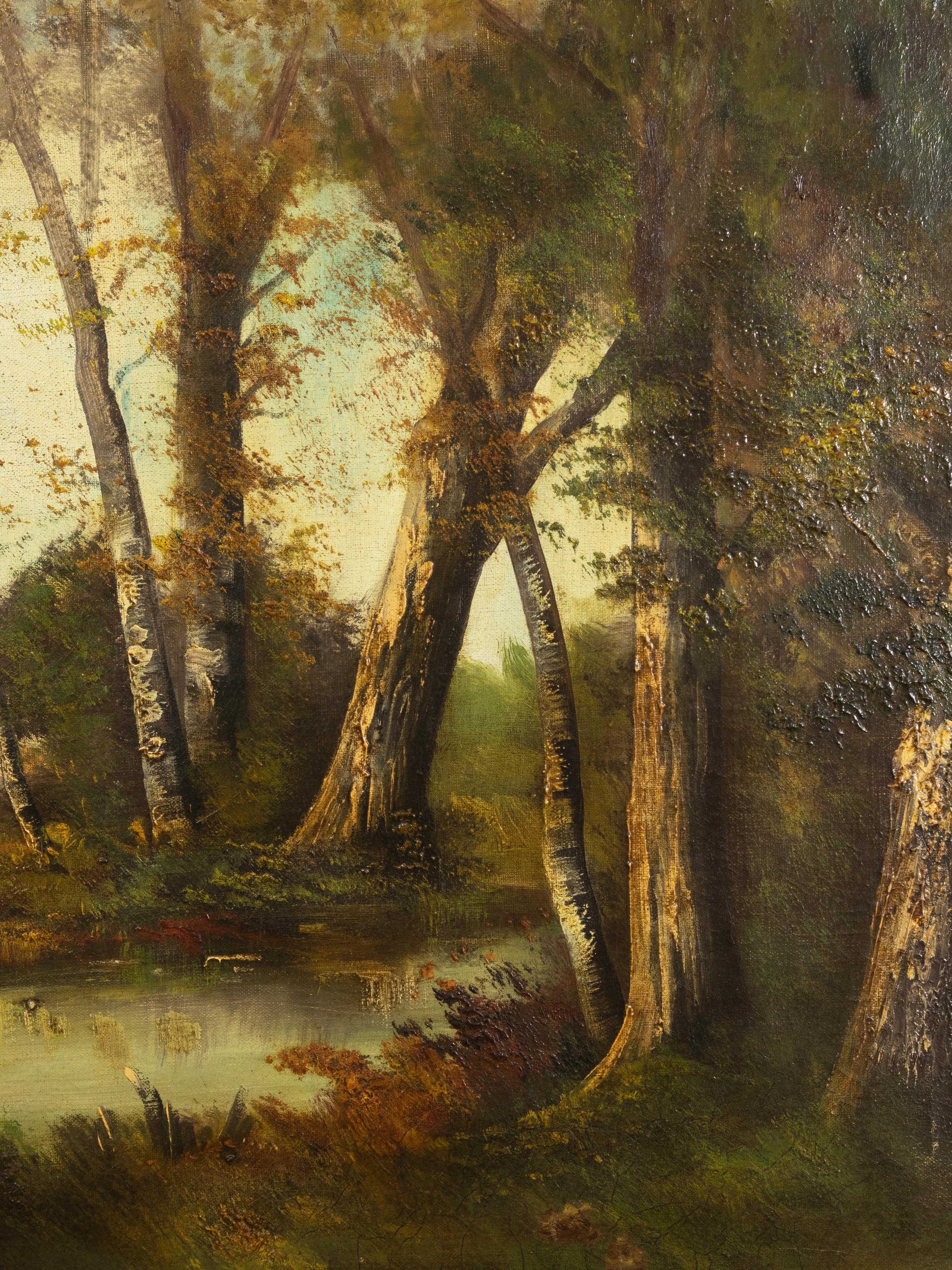 French Countryside Landscape Painting, Signed «P Curier», 20th Century For Sale