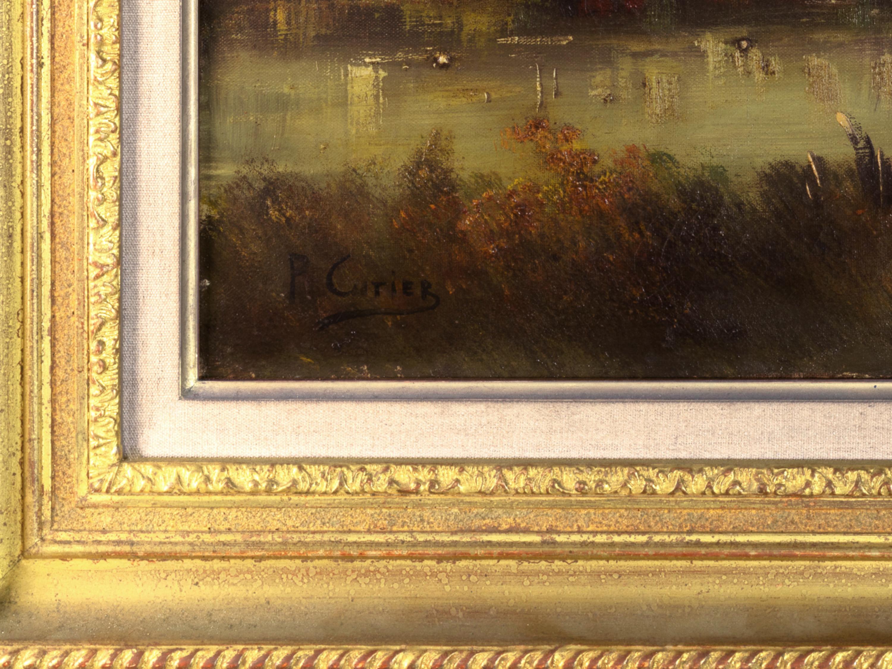 Countryside Landscape Painting, Signed «P Curier», 20th Century   In Good Condition For Sale In Lisbon, PT