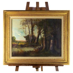 Gemälde einer ländlichen Landschaft, signiert "P Curier", 20.  