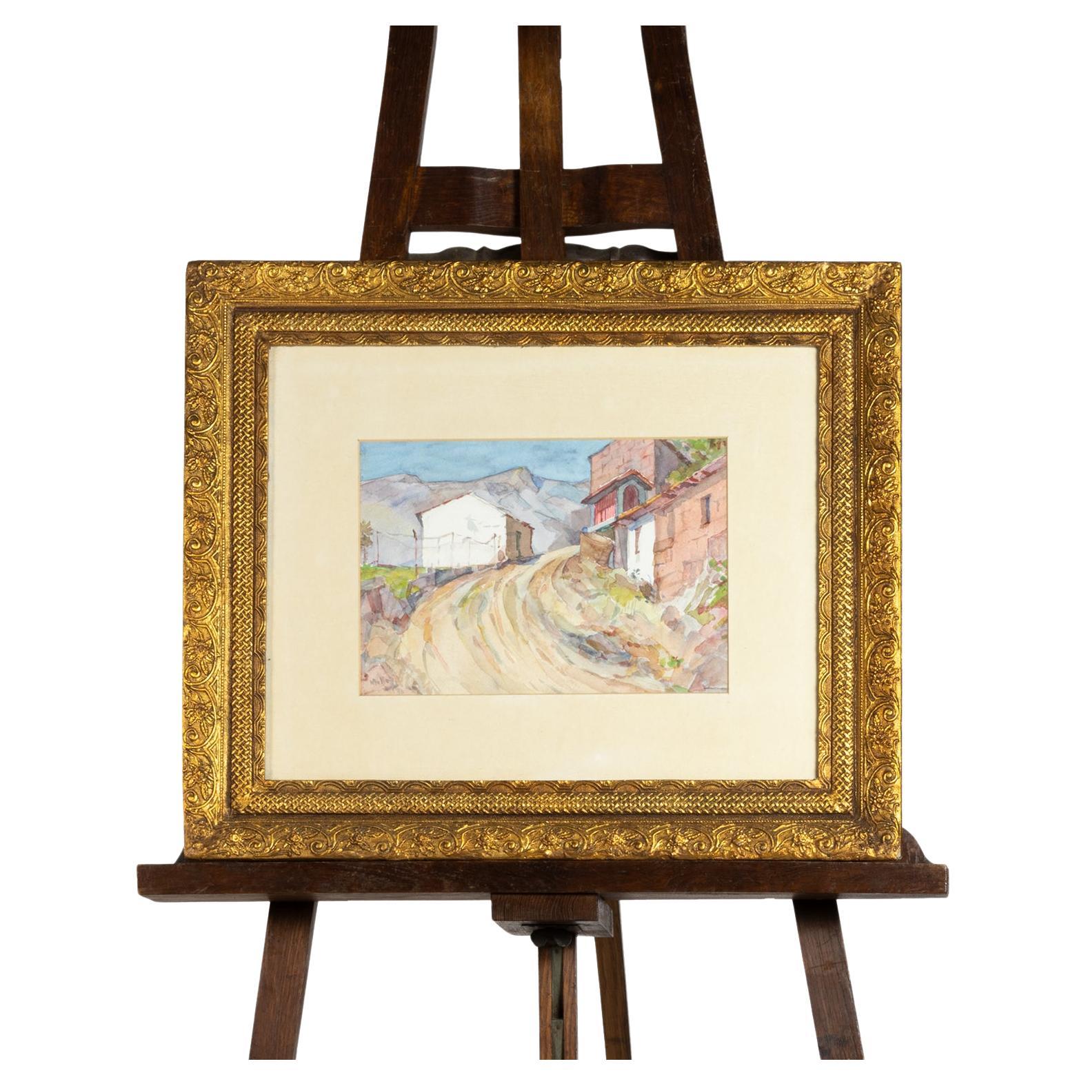 Aquarell einer Landstraße von Mello Junior, Portugiesische Schule, 1970, 20.