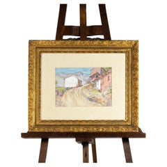 Countryside Road Watercolor by Mello Junior, Portuguese School, 1970, 20th C.