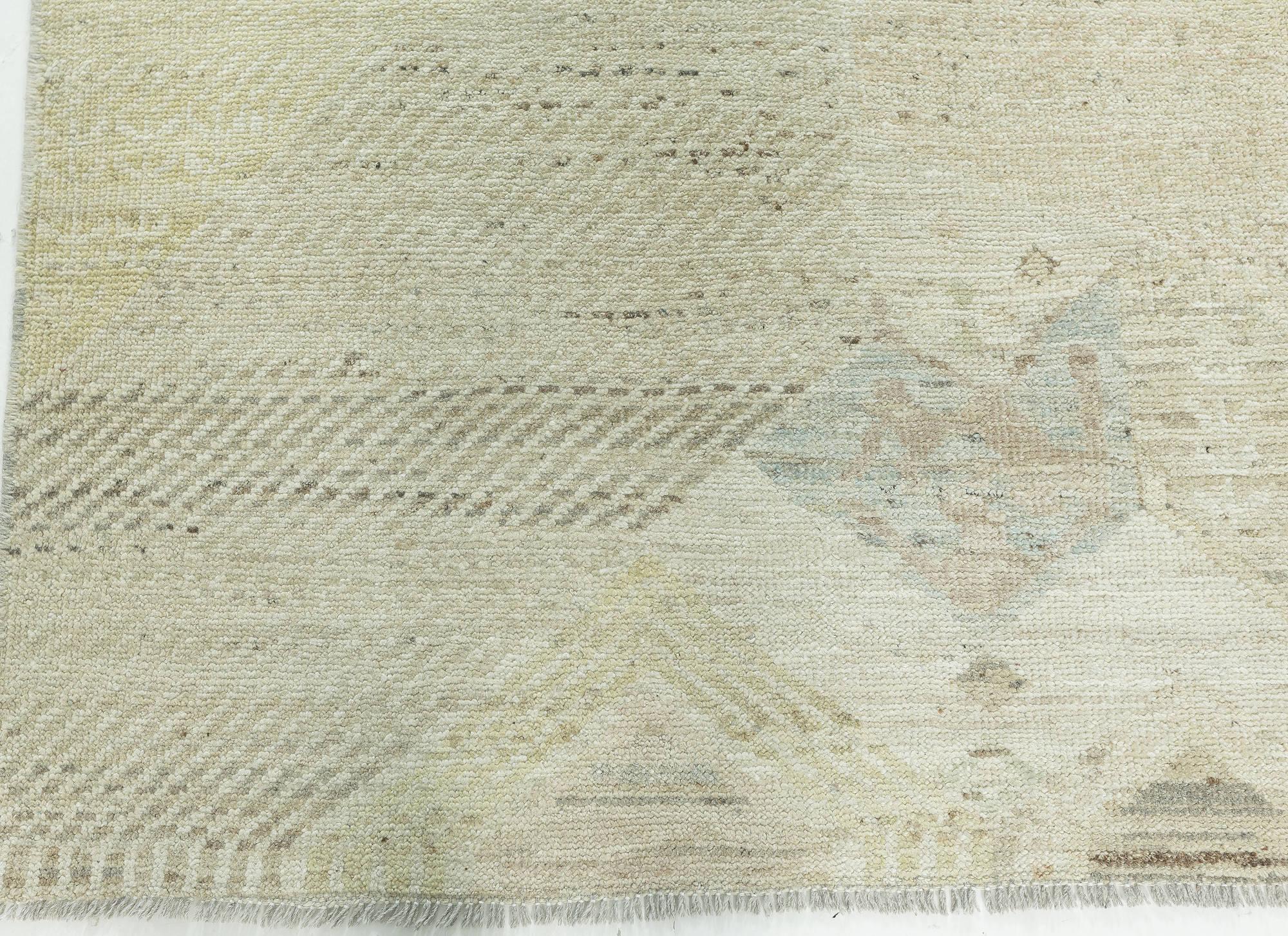 Hand-Knotted Countryside Textural Light Blue, Beige Handmade Wool Rug by Doris Leslie Blau For Sale