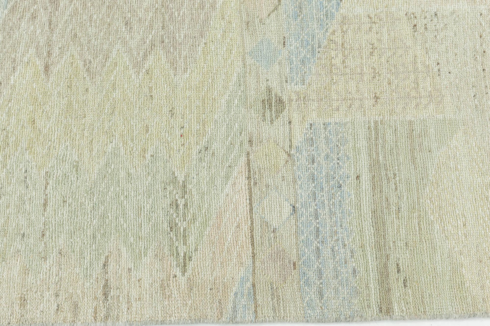 Countryside Textural Light Blue, Beige Handmade Wool Rug by Doris Leslie Blau In New Condition For Sale In New York, NY